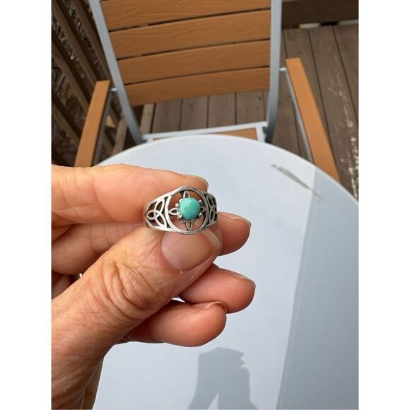Ring, Sterling Silver and Turquoise Ring, NEW, Handmade, size 7, Kingman Turquoi - Picture 1 of 10